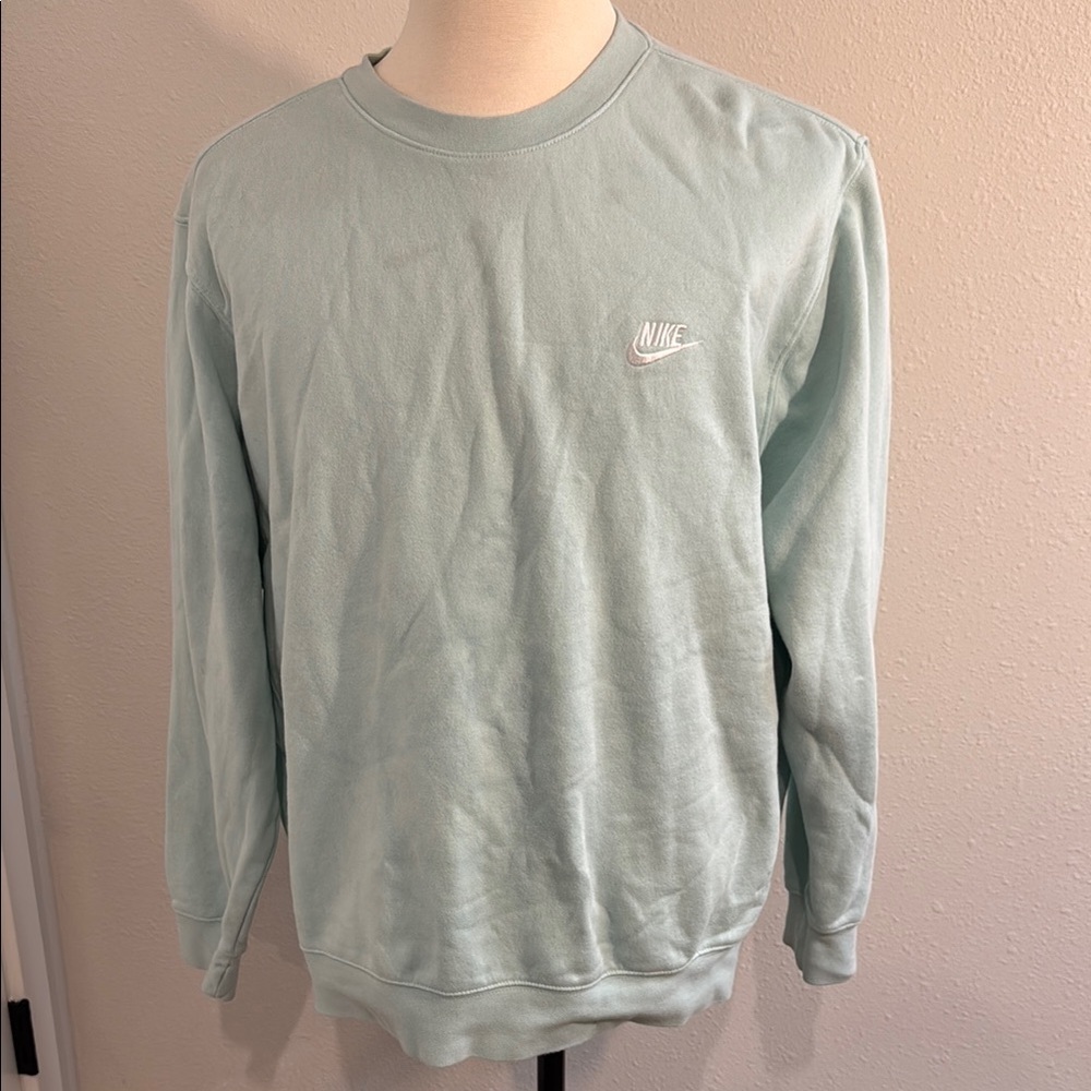Nike Blue Crewneck Sweater with Ribbed Trim